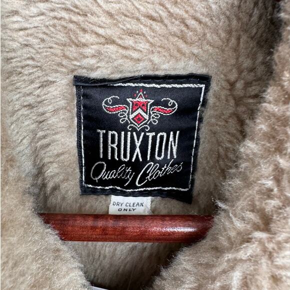 VTG 70s Pilots Jacket Sz L Beige Tan Faux Fur Full Zip Truxton Vintage Retro - Picture 4 of 10